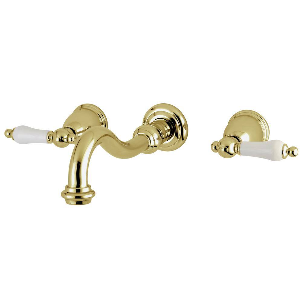 Kingston Brass Restoration 2-Handle Wall Mount Claw Foot Tub Faucet in Polished Brass (Valve Included) HKS3022PL