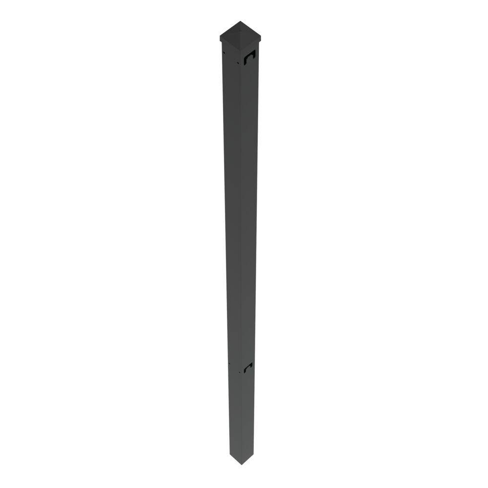 TuffBilt 2 in. x 2 in. x 70 in. Black Aluminum Fence Line Post 73055197