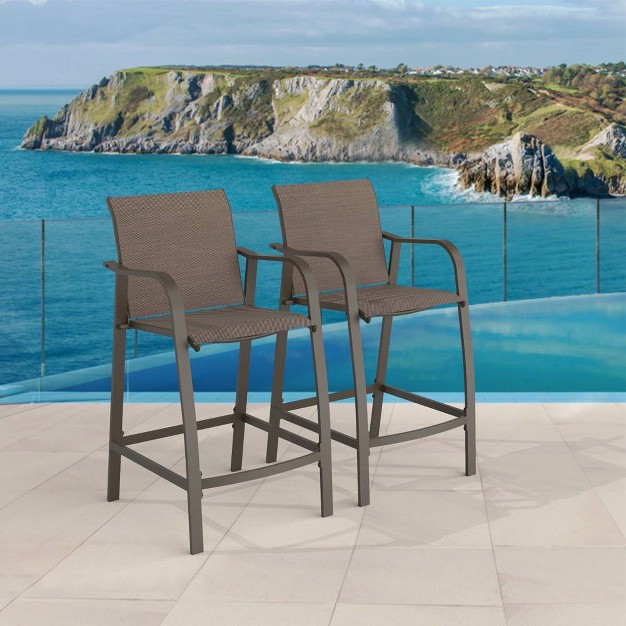 2pc Outdoor Counter Height Bar Stools Brown black Crestlive Products