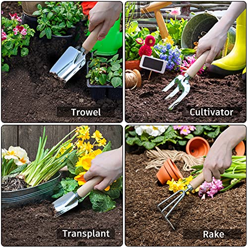 SEBIDER Garden Tools Kit, Gardening Tools Gifts for Women Men Gardener, Garden Tool Set with Saw Pruner Weeder Trowel Transplanter Rake (Heavy Duty Stainless Steel)