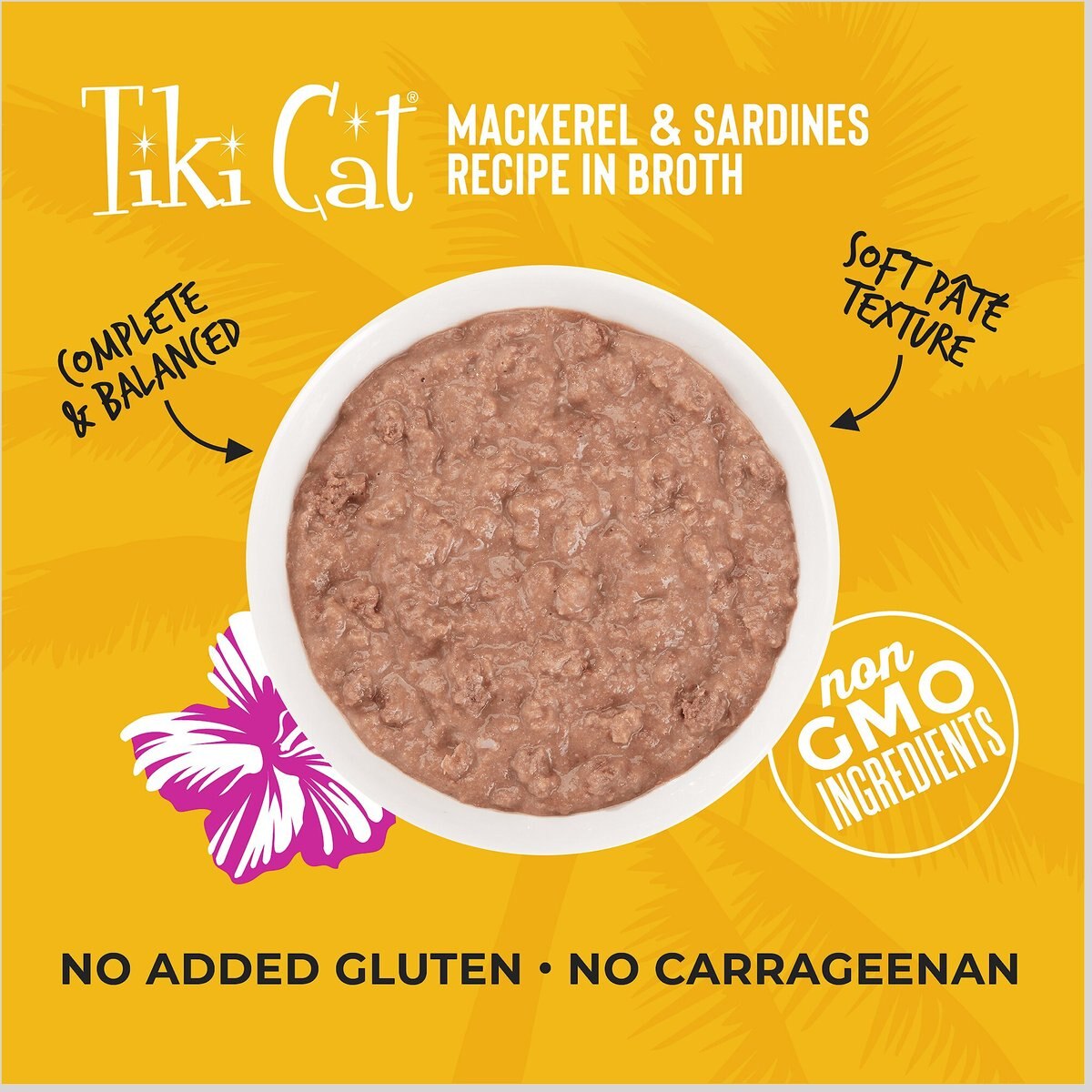 Tiki Cat Pate Mackerel and Sardines Recipe in Broth Wet Cat Food， 2.8-oz， case of 12