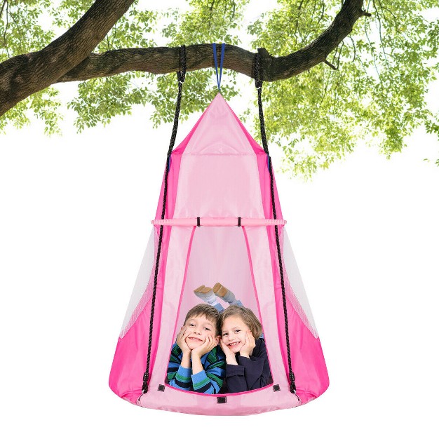 Costway 40 x27 x27 Kids Hanging Chair Swing Tent Set Hammock Nest Pod Seat