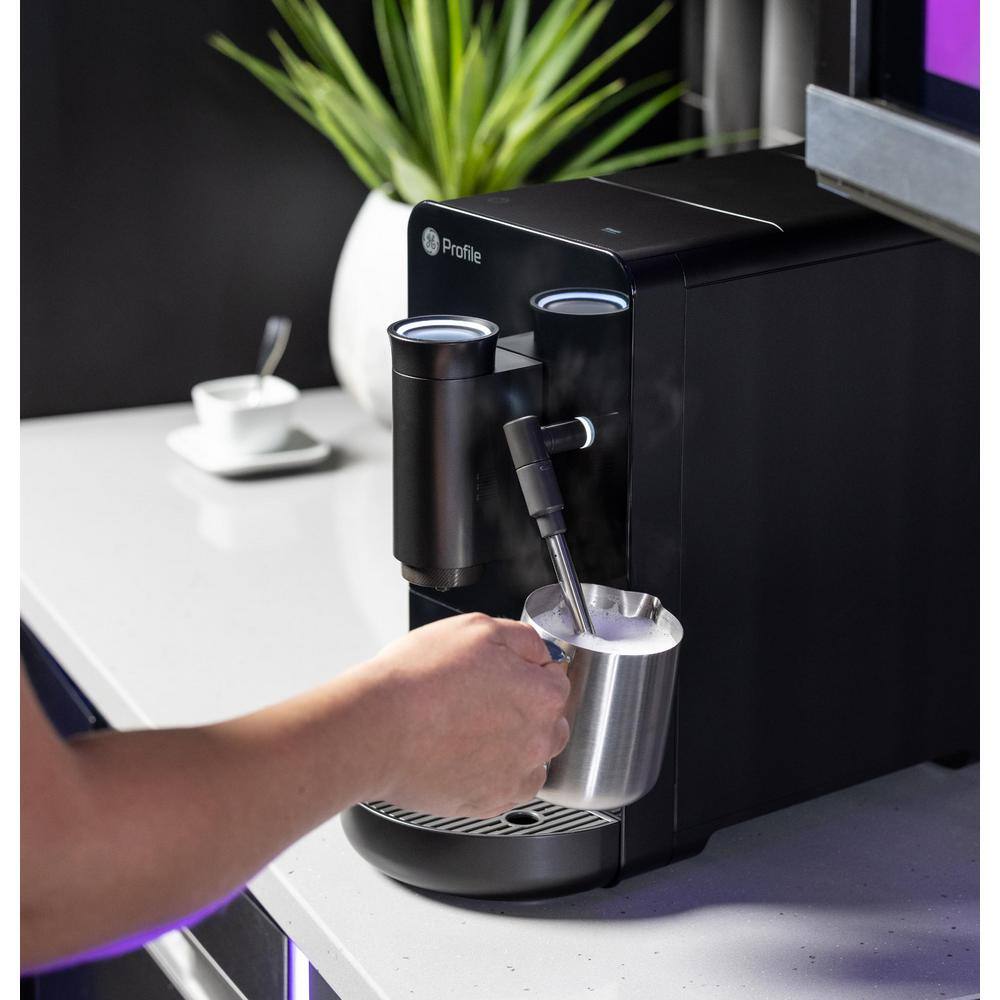 GE Profile 1- Cup Automatic Espresso Machine in Black with Built in Grinder Frother Frothing Pitcher and WiFi Connected P7CEBBS6RBB