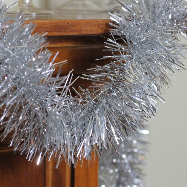 Unlit Shiny Silver 6 ply Foil Tinsel Christmas Garland