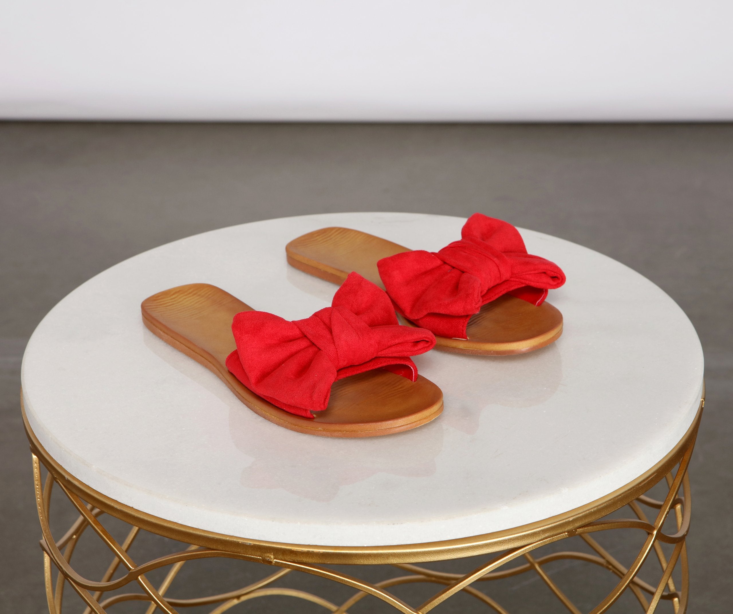 CLEARANCE - Sealed And Chic Faux Suede Bow Sandals