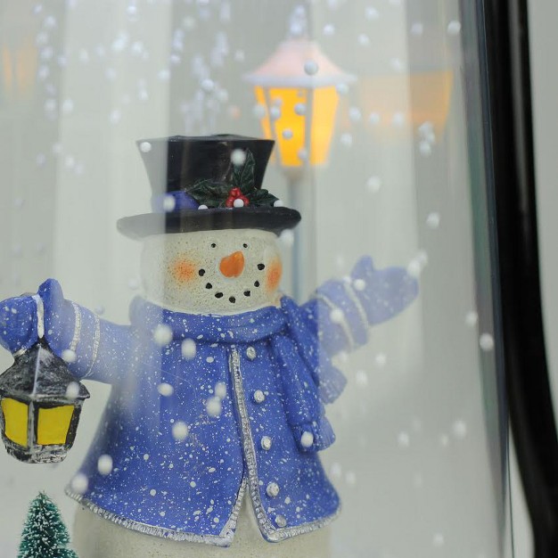 Black Lighted Musical Snowman Snowing Christmas Table Top Lantern