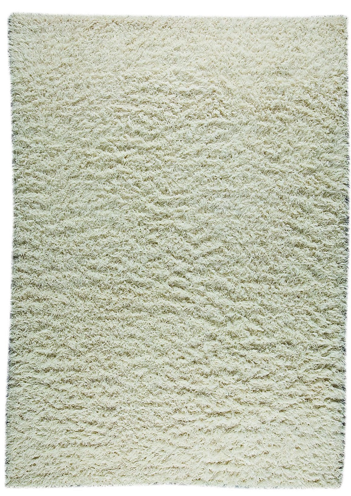 Tokyo Collection Hand Knotted Shaggy Wool and Linen Area Rug in White