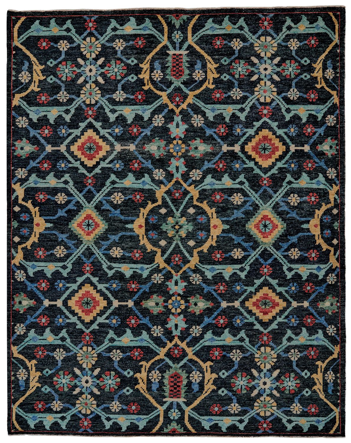 Bashyr Hand Knotted Blue and Gold Rug by BD Fine