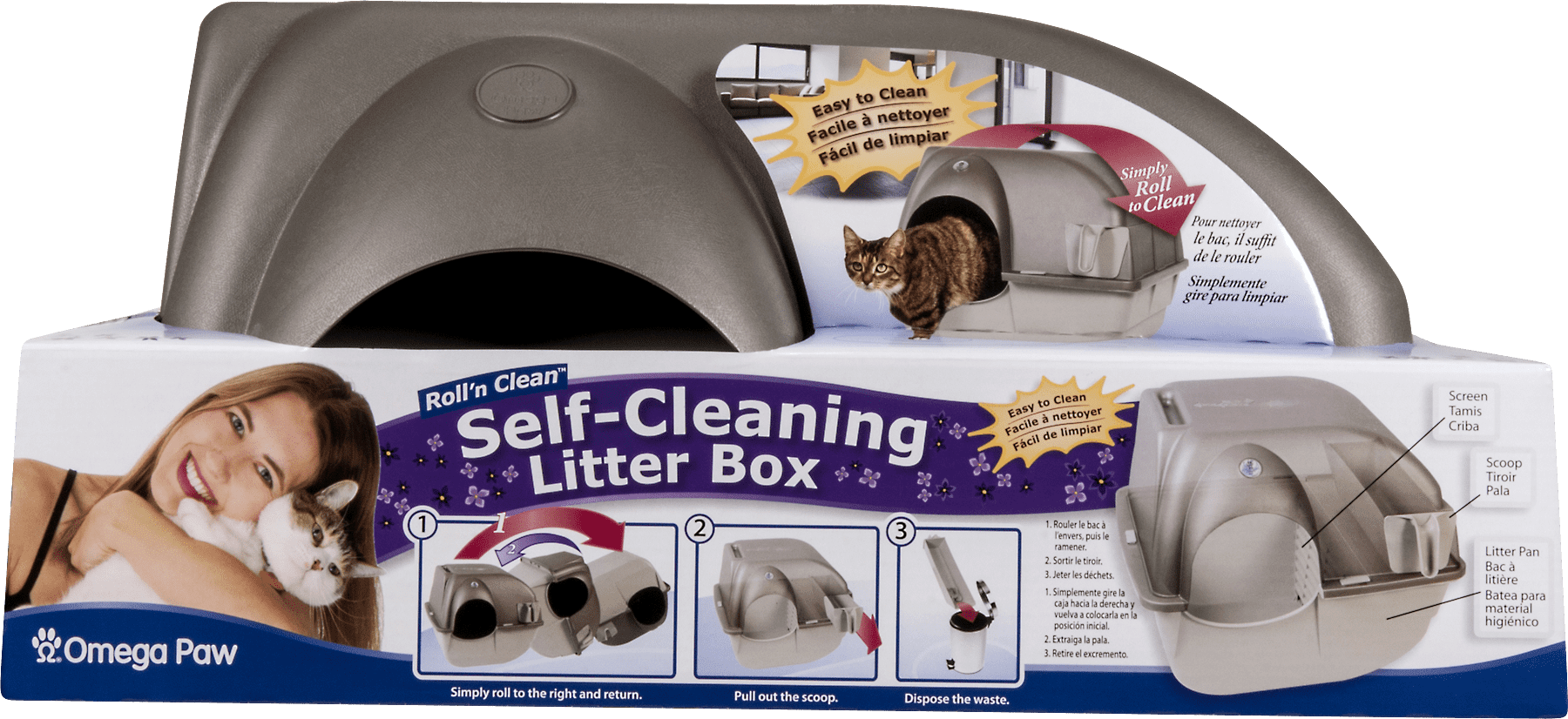 Omega Paw Roll 'N Clean Self Cleaning Litter Box Regular Size