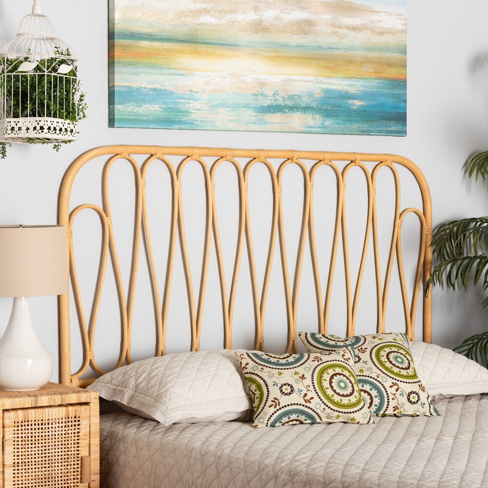 Carrick Modern Bohemian Natural Rattan Wall mountable Headboard Queen