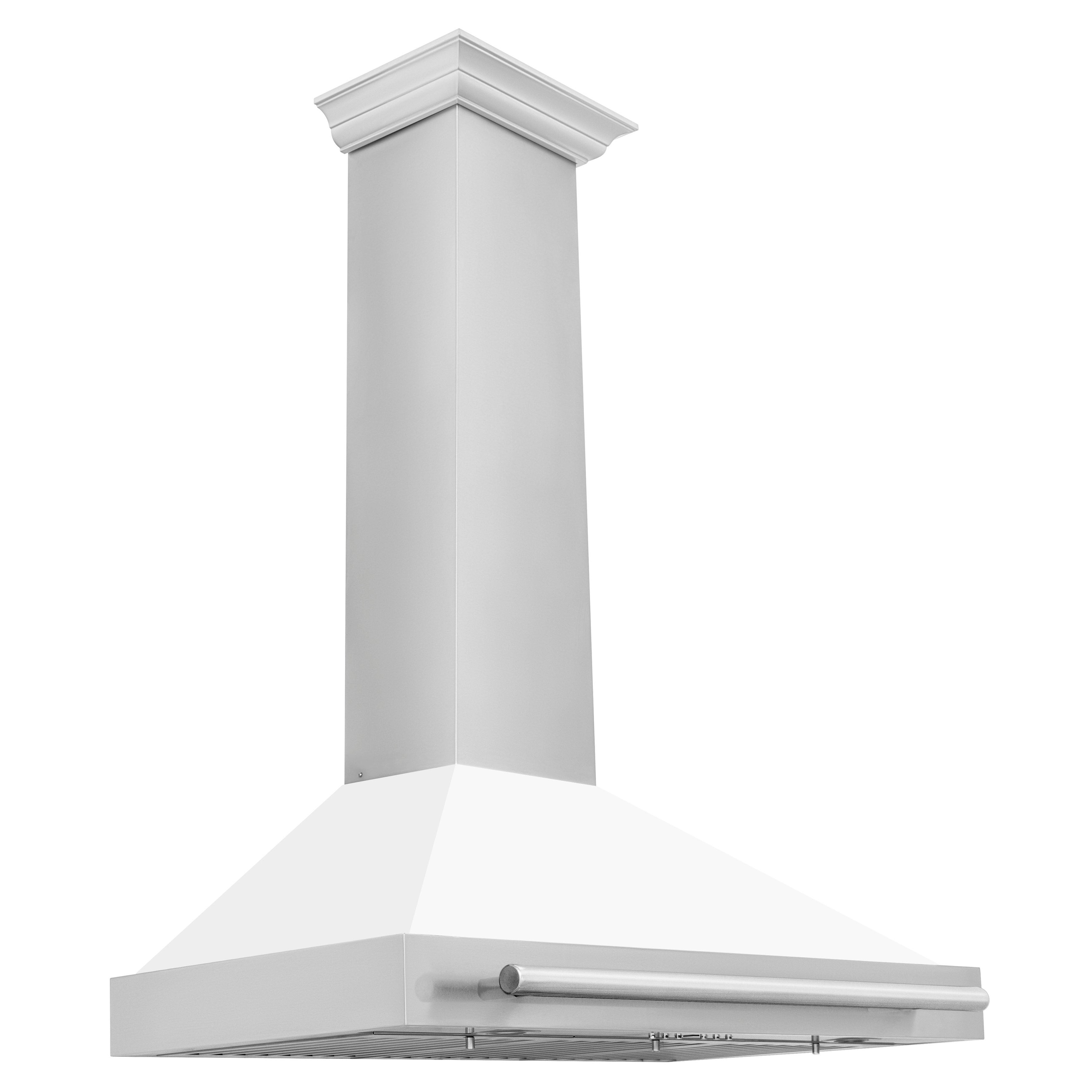 ZLINE Stainless Steel Range Hood with White Matte Shell and Stainless Steel Handle (KB4STX-WM)