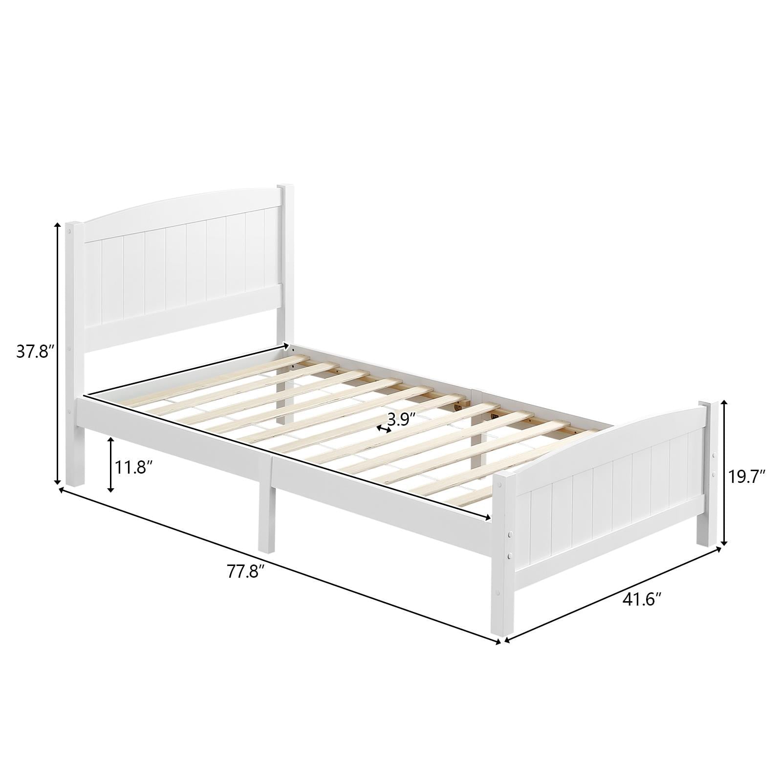 Zimtown Twin Bed Frame,Solid Pine Wood Kids Twin Platform Bed Frame, Bedroom Twin Bed with Headboard for Adults, White