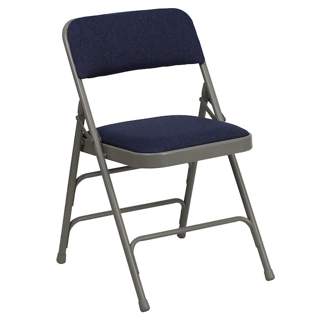 Flash Furniture Navy Fabric/Gray Frame Banquet Folding Chair with Upholstered Seat (Indoor)