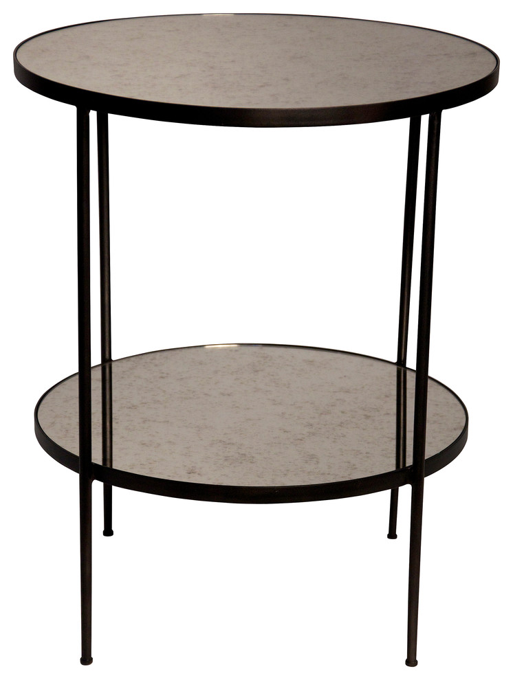 Anna Side Table  Metal and Antiqued Mirror   Industrial   Side Tables And End Tables   by Noir  Houzz