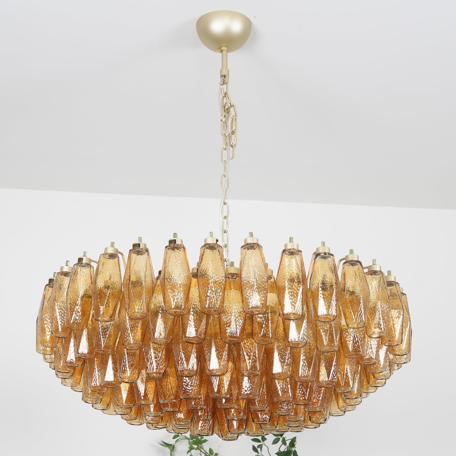 Murano Rhombus Amber Glass Chandelier