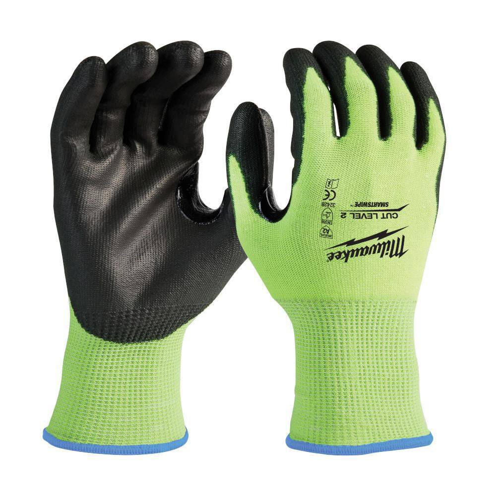 MW X-Large High Visibility Level 2 Cut Resistant Polyurethane Dipped Work Gloves (3-Pack) 48-73-8928D