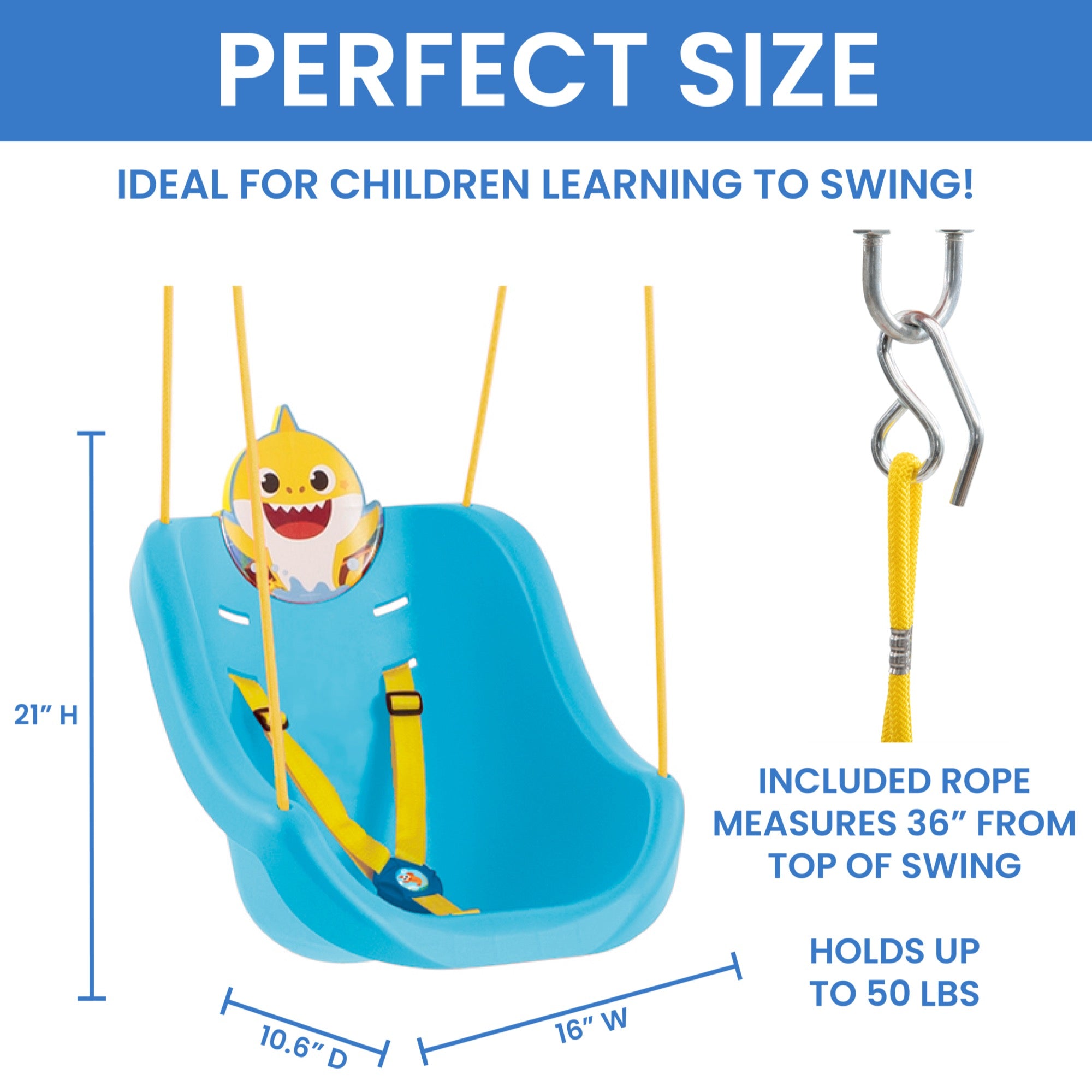 Baby Shark 2-in-1 Outdoor Swing by Delta Children – For Babies and Toddlers – Full Bucket Seat