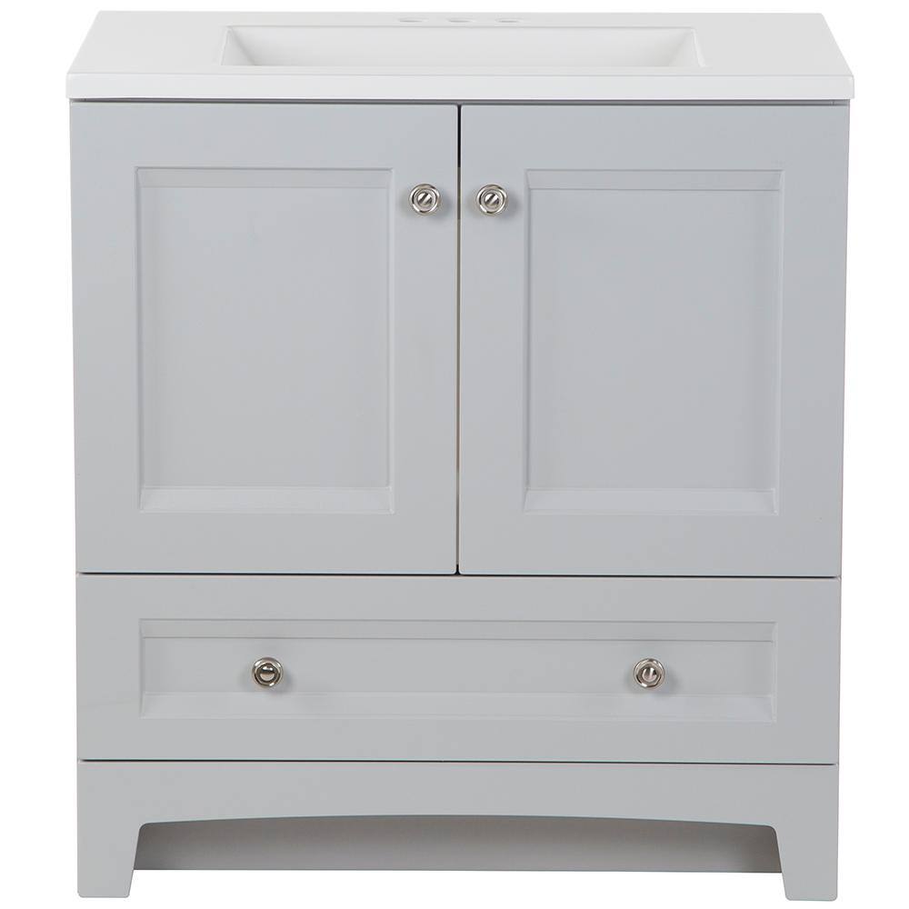 Glacier Bay Delridge 30.2 in. W x 18.8 in. D x 32.9 in. H Freestanding Bath Vanity in Pearl Gray with White Cultured Marble Top DR30P2-PG