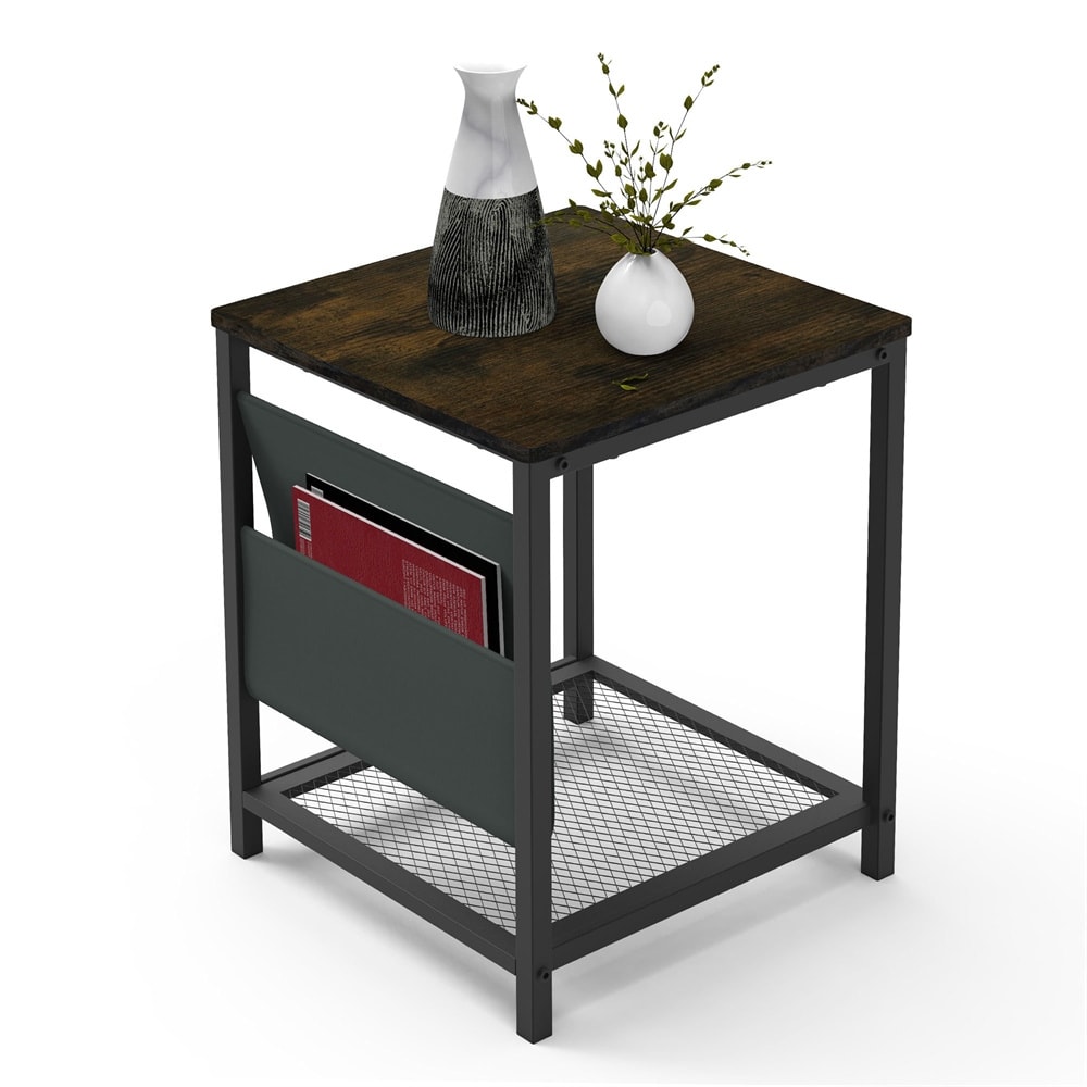 Square End Table Side Table with Storage Bag