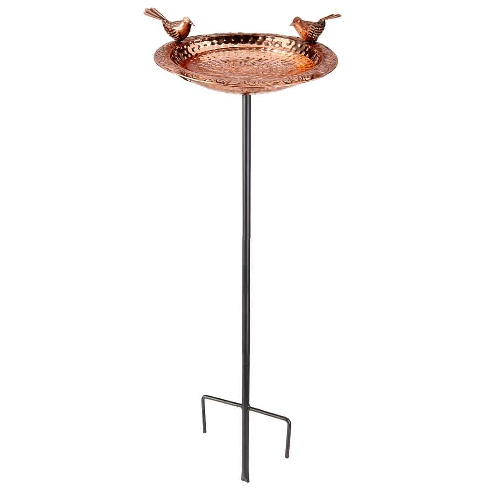 Good Directions Pure Copper Birdbath， Featuring Two Copper Birds and a Multi-Pronged Garden Pole， BBG-1