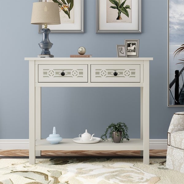 Merax Classic Console Table with 2-Drawers and Shelf