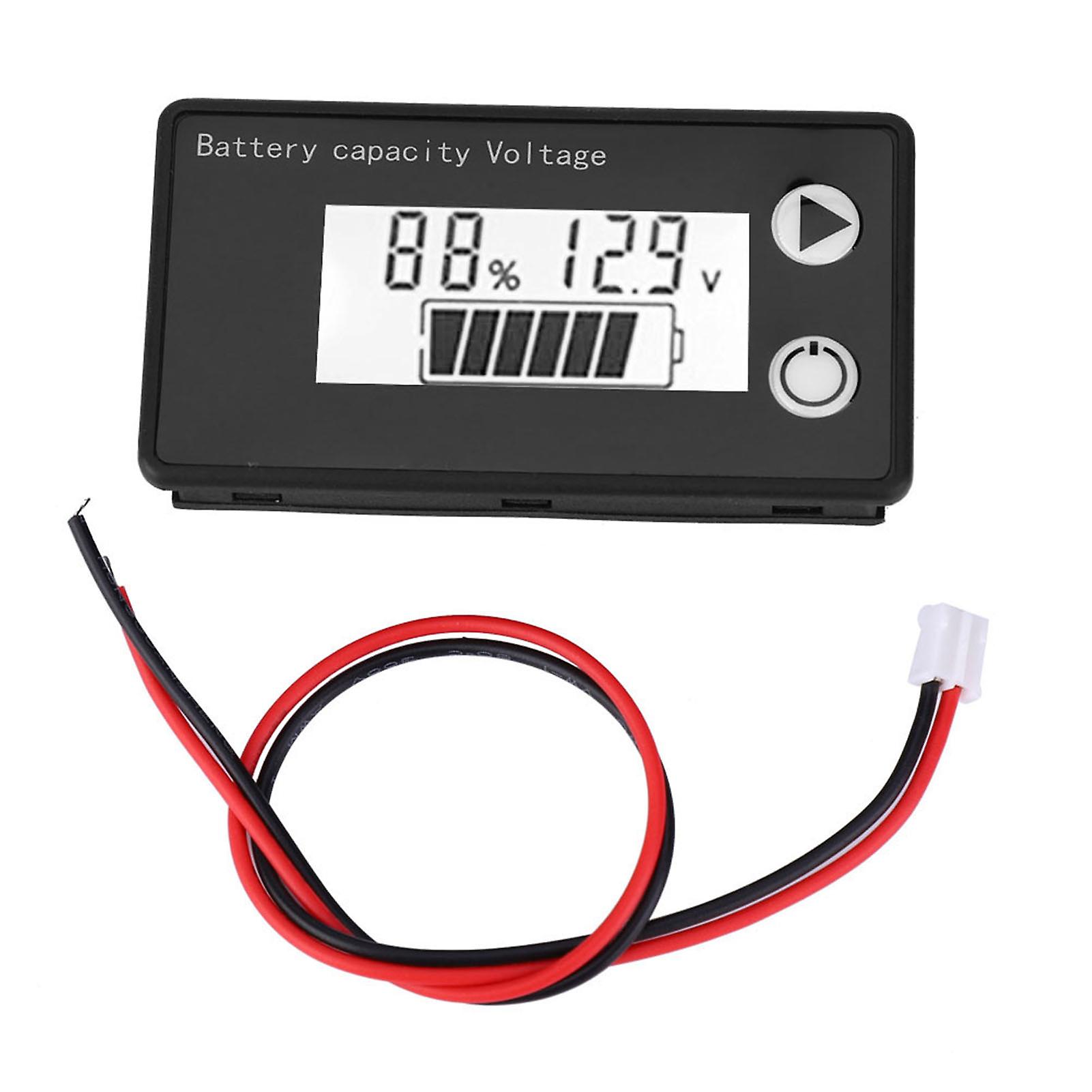 Lcd 12v Battery Capacity Indicator Tester Lithium Battery Universal Digital Display Voltmeter(10-100v Blue  Temperature )