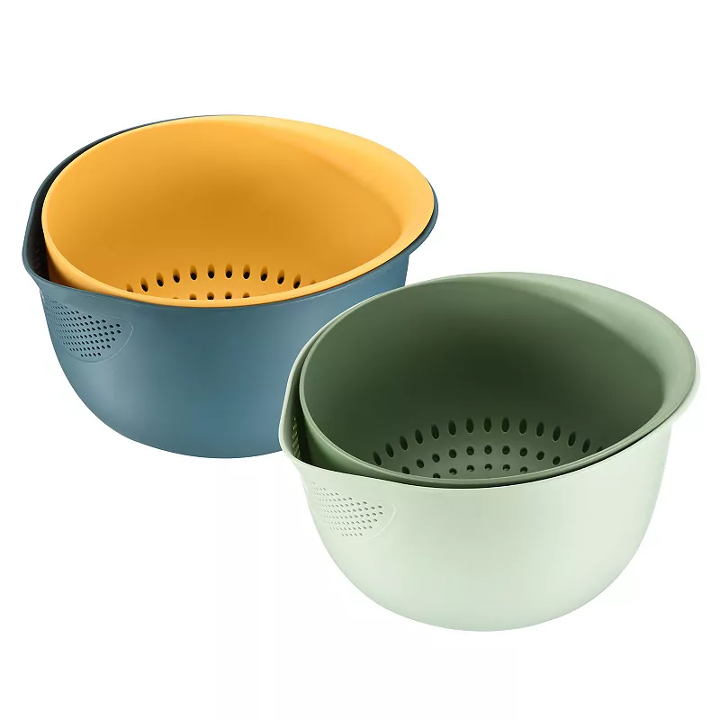 Plastic Kitchen Strainer Bowl Drainer Fruit Sieve Colander， 2PCS