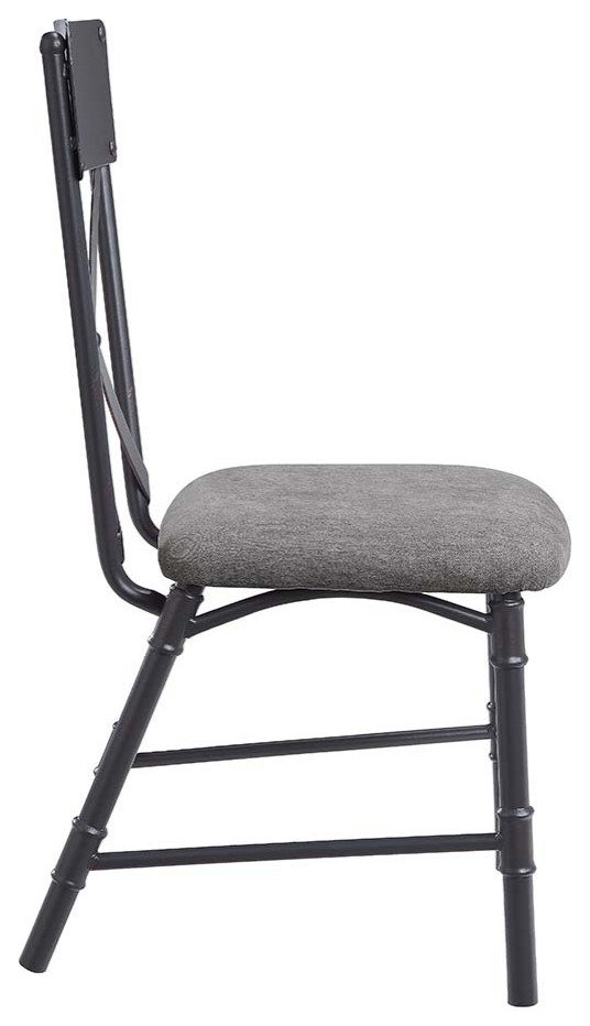 Acme Edina Side Chair Set of 2 Gray Fabric Oak and Sandy Black Finish   Asian   Dining Chairs   by AMOC  Houzz