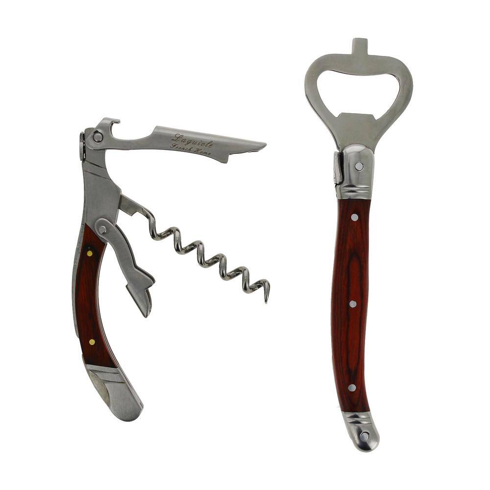 Laguiole 2-Piece Bottle Opener Bar Set with Pakkawood Handles LG053