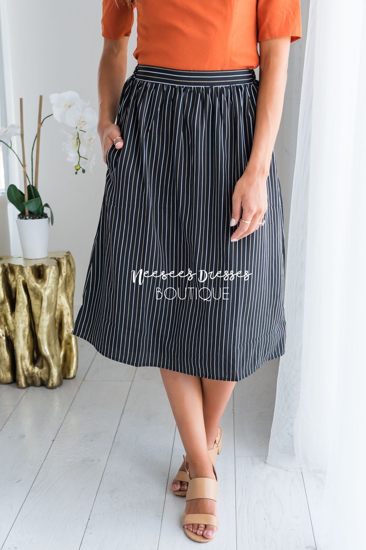 An Elegant Night Pinstripe Skirt