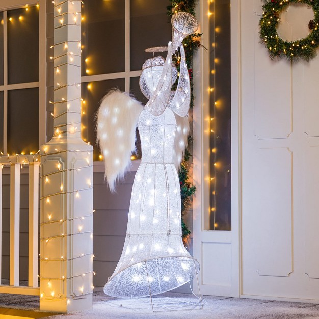 Joiedomi 5ft 3d Cotton Angel With Horn Yard Light Cool White Yard Light For Christmas Eve Night Decor Christmas Event Decoration