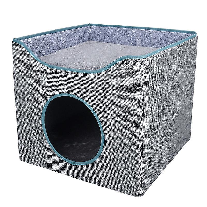 Foldable Square Cat Sleeping House Warm And Comfortable Cat Home Double Layer Dog Villa Semi Enclosed Kennel Pet Products