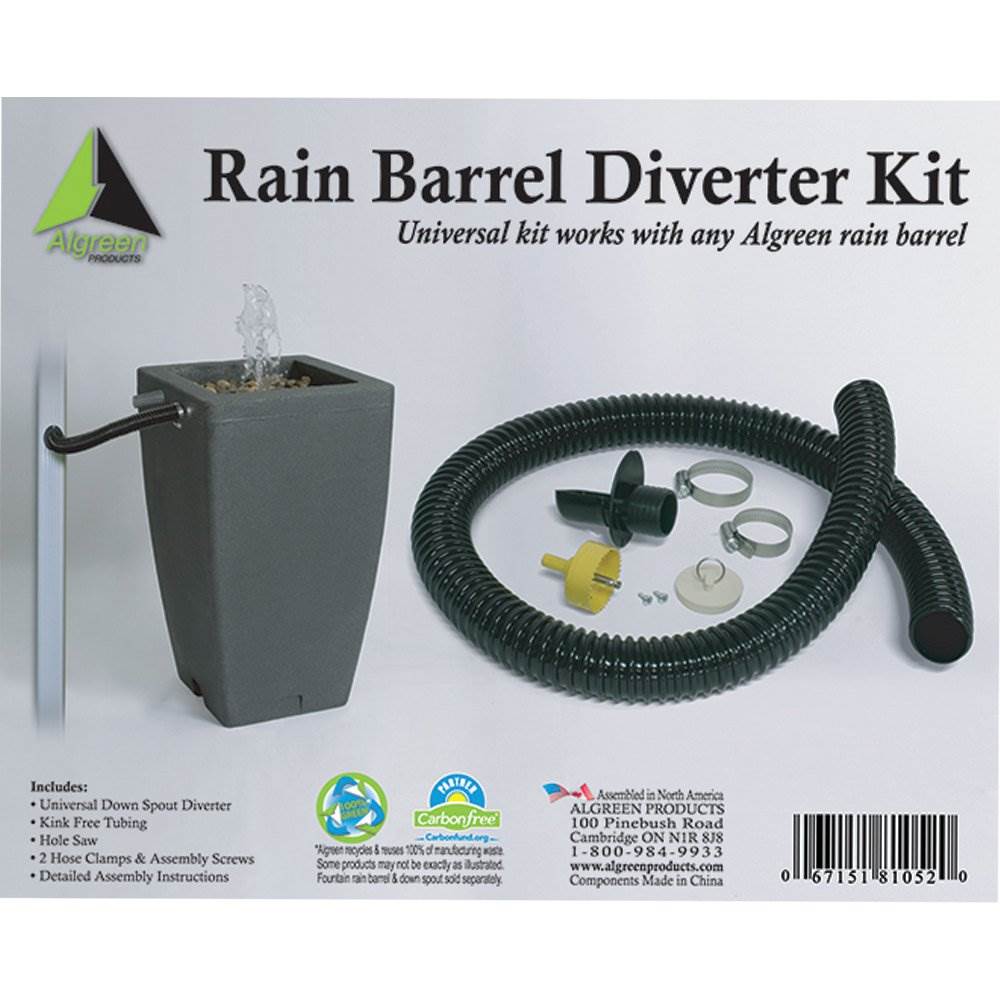 Algreen Gutter Downspout Diverter Kit + 50-Gallon Rain Water Collection Barrel