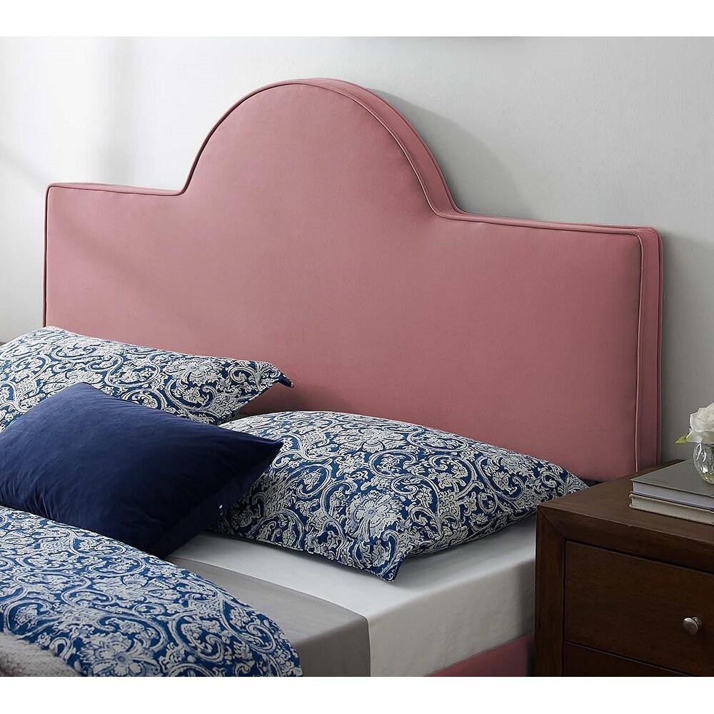 Livingston Arched Heather Pink Velvet Upholstered Full/Queen Size Headboard