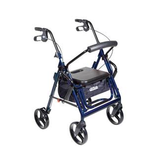 Drive Medical Duet Dual Function Transport Wheelchair Rollator Rolling Walker Blue 795B