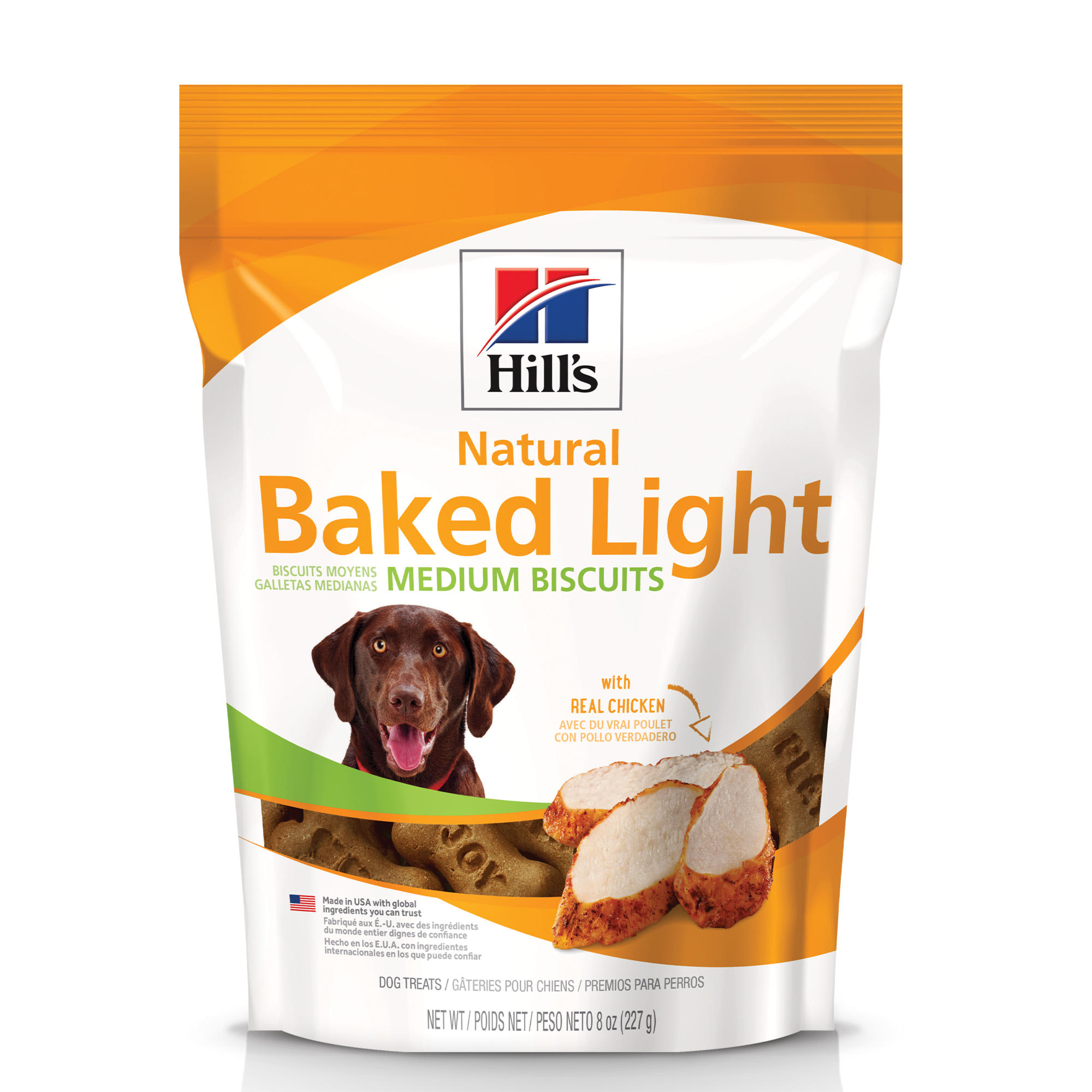 Hill's Natural Baked Light Biscuits with Real Chicken， Treats for Medium Dogs， 8 oz.， Bag