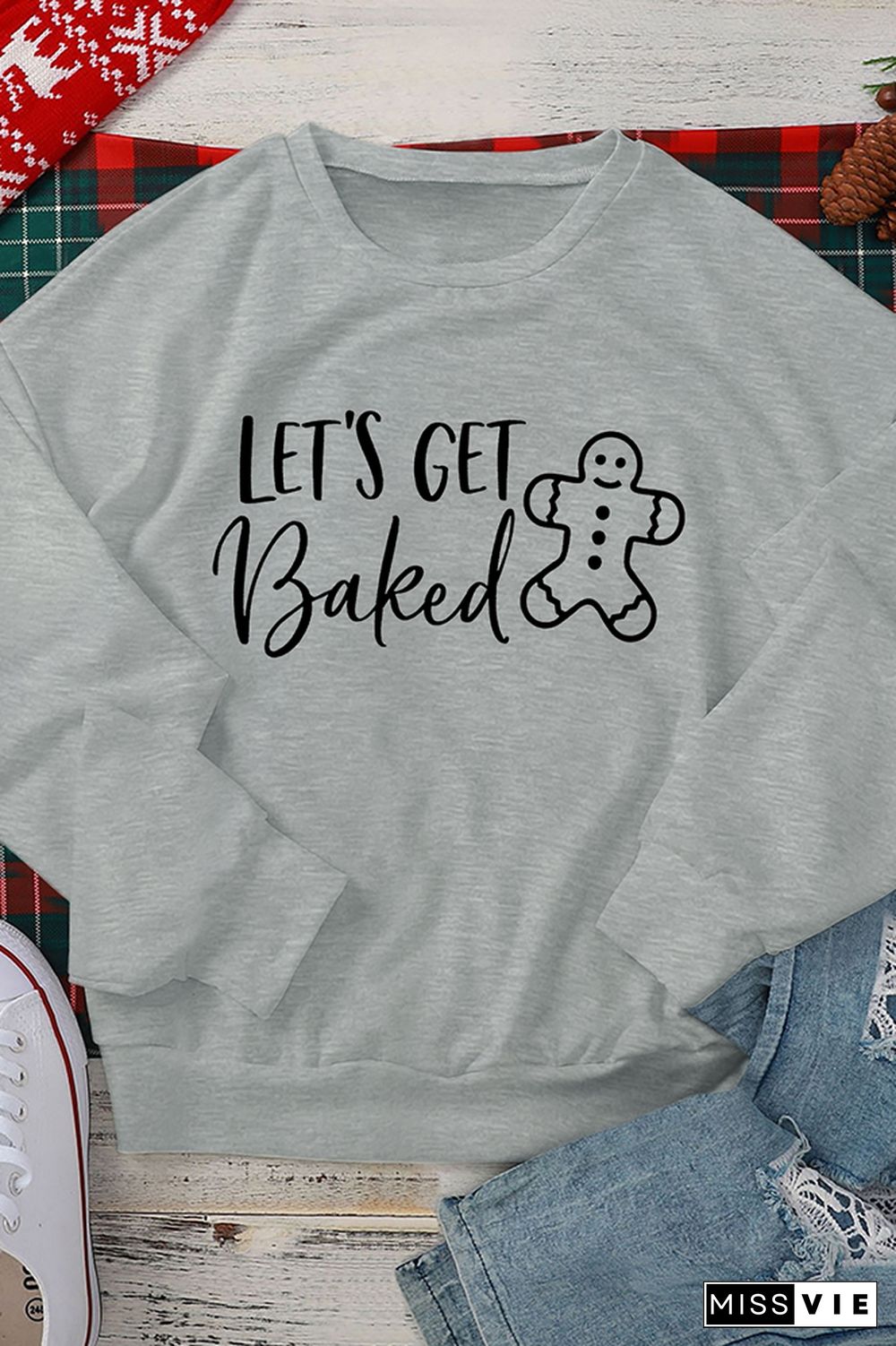 Let's Get Baked Crew Neck Pullover Sweatshirt Wholesale