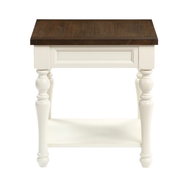 The Gray Barn Jillian Two-tone Ivory and Mocha Wood 1-drawer End Table