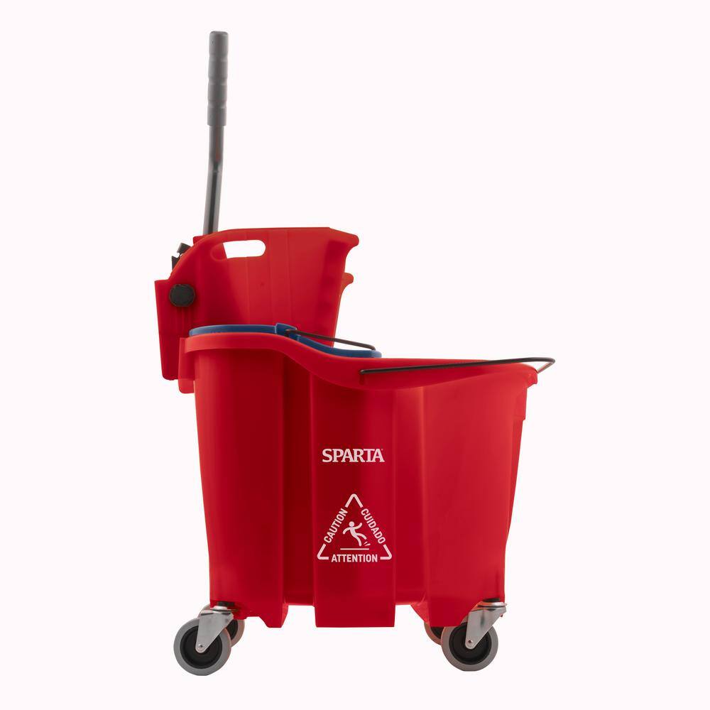 Sparta 8.75 gal. Red Polypropylene Mop Bucket Combo with Wringer and Soiled Water Insert 9690405