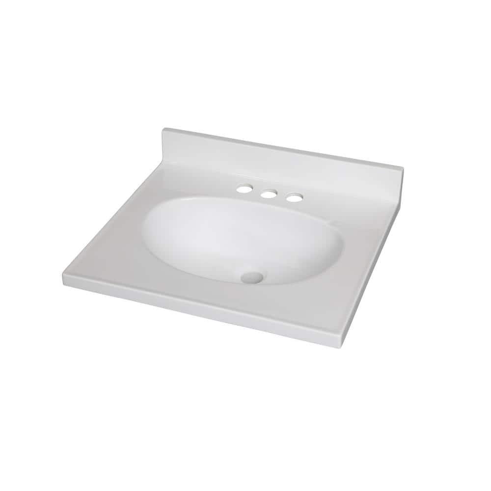 FINE FIXTURES 19 in W x 17 in D Cultured Marble Vanity Top in White with White Rectangular Single Sink