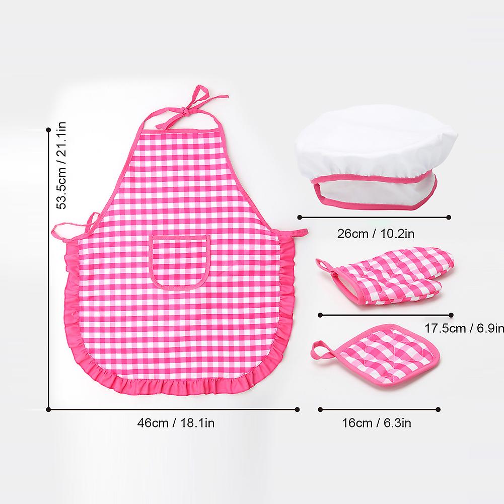 Diy Kid Cooking Baking Set Kitchen Role Play Apron Children Cooking Toys Giftred Plaid Kitchen Baking Set 11pcs