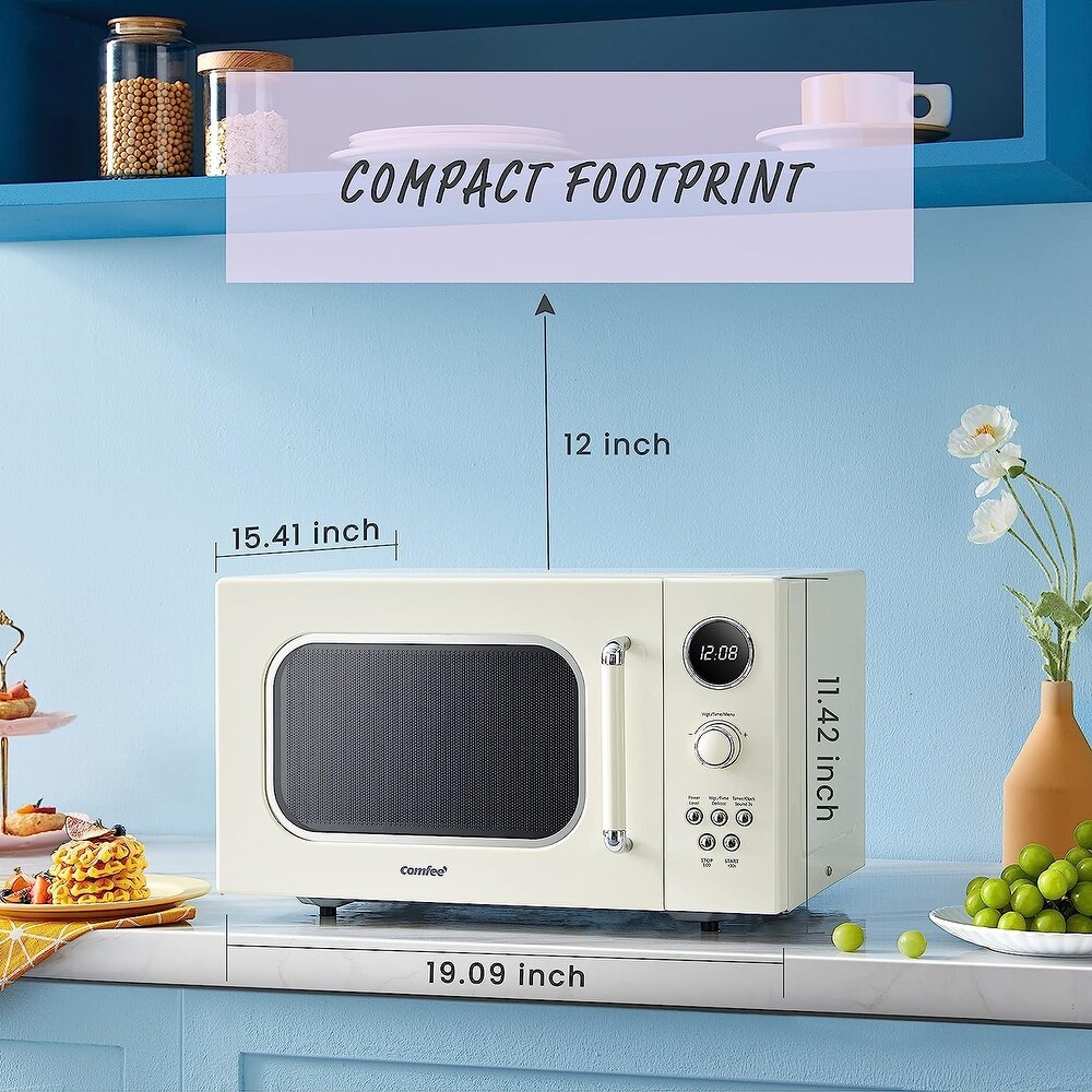 Retro Microwave with 9 Preset Programs  Fast Multi stage Cooking  Turntable Reset Function Kitchen Timer  Mute Function