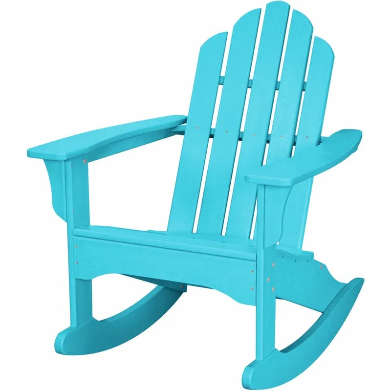 Hanover All Weather Blue HDPE Frame Adirondack Rocking Chair