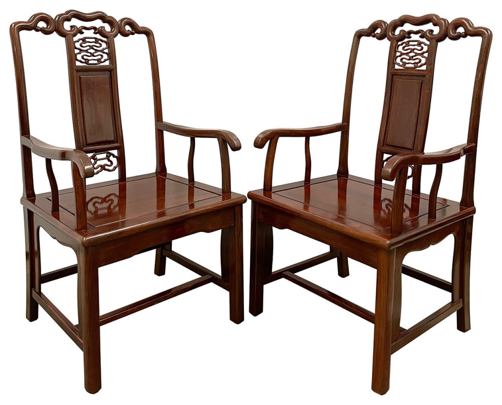 Consigned 20th Century Chinese Rorsewood Carved Armchairs Set   Asian   Living Room Furniture Sets   by Golden Treasures Antiques and Collectibles Inc  Houzz