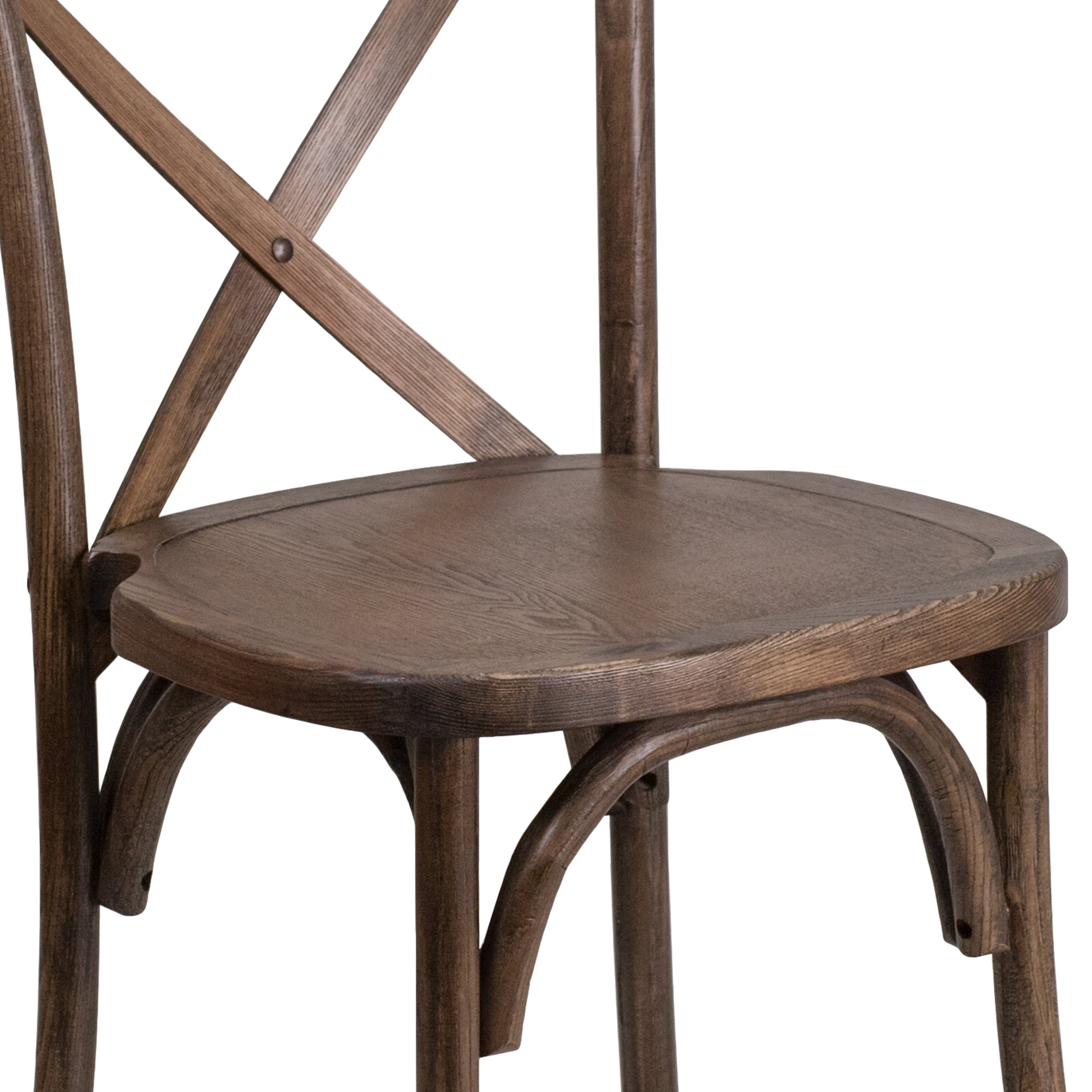 Merrick Lane Stackable Early American Wooden Cross Back Bistro Dining Chair