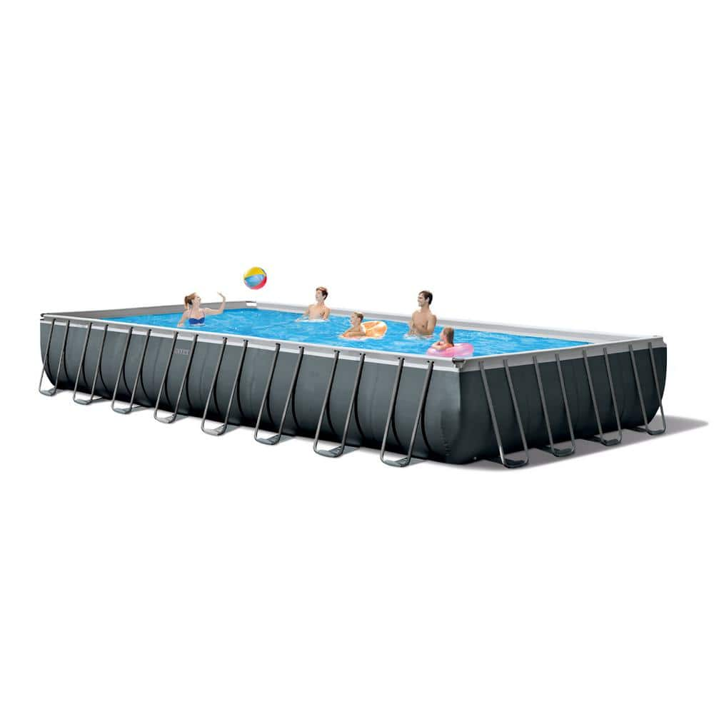 Intex 32 ft. x 16 ft. x 52 in. Ultra XTR Rectangular Above Ground Swimming Pool Set, Gray 26373EH