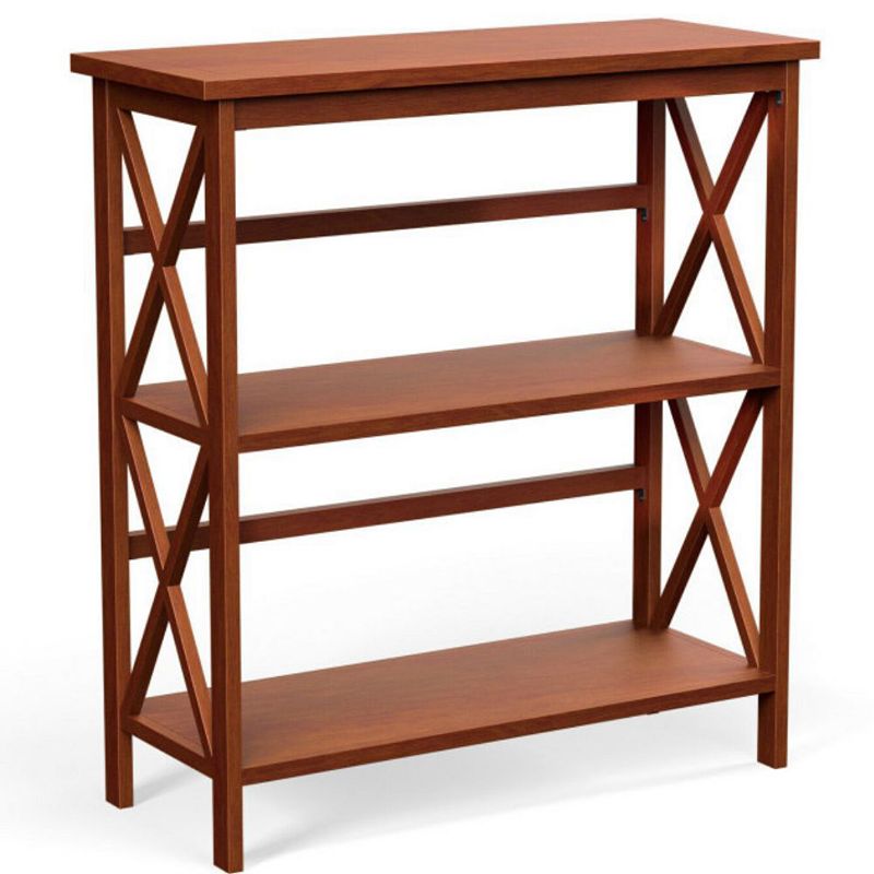 Hivago 3-Tier Wooden Multi-Functional X-Design Etagere Storage Bookshelf