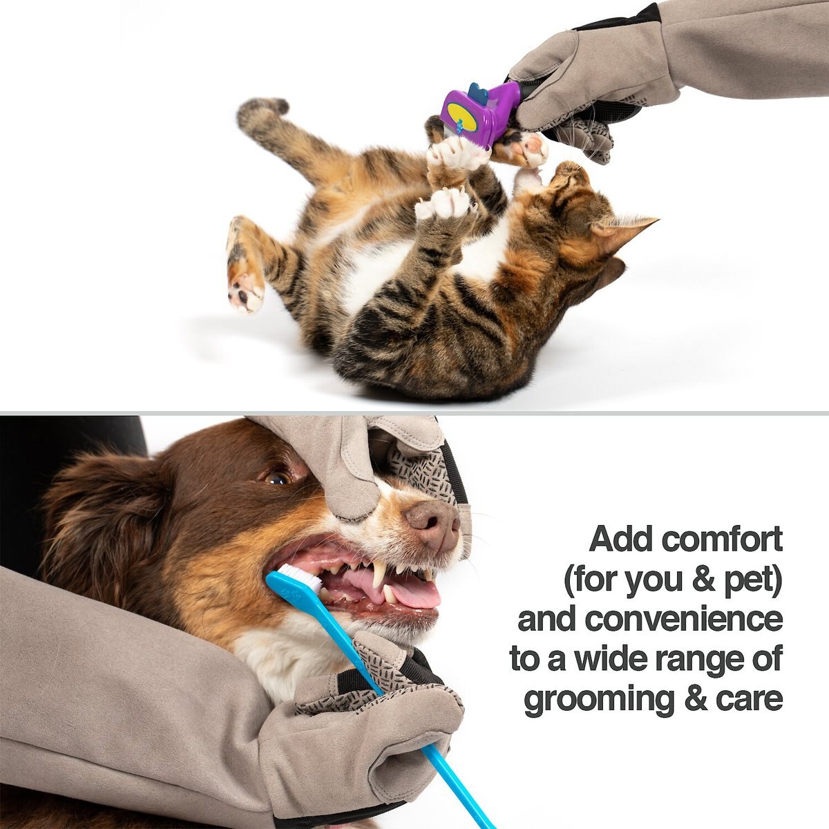 PetFusion Multipurpose Five Finger Dog and Cat Grooming Gloves