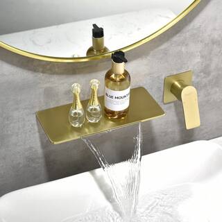 Boyel Living Single Handle Wall Mounted Faucet with Valve in Brushed Gold SMD-2415BG