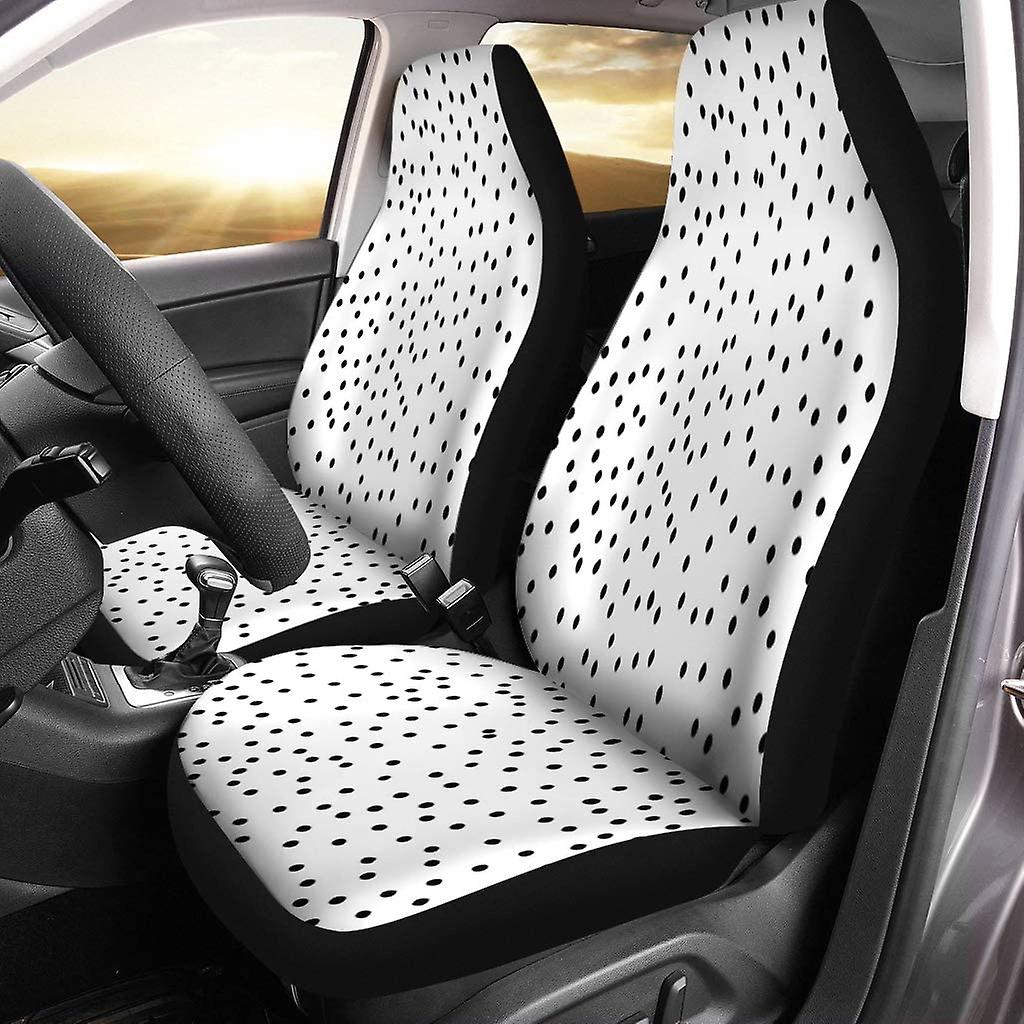 Set Of 2 Car Seat Covers Black Polka Dot Universal Auto Front Seats Protector Fits For Car，suv Sedan，truck D---43539